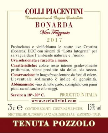 Bonarda Sparkling 2017 D.O.C. - Tenuta Pozzolo