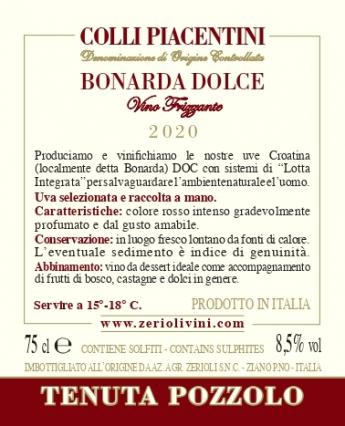 Bonarda Dolce Frizzante DOC 2022 - Tenuta Pozzolo