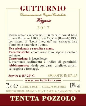 Gutturnio Sparkling 2017 DOC Tenuta Pozzolo