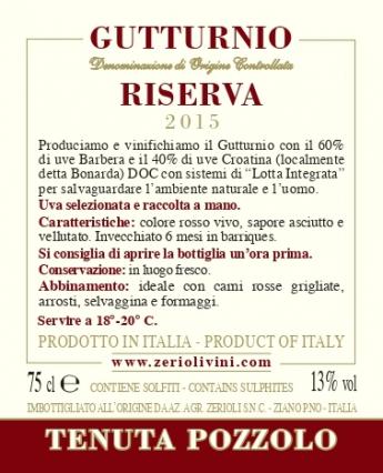 Gutturnio Riserva DOC 2015 - Tenuta Pozzolo