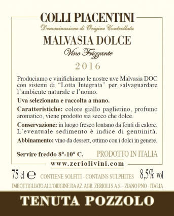 Malvasia Dolce Tenuta Pozzolo 2019