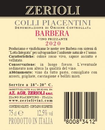 C.P. Barbera Frizzante DOC 2020 - Zerioli