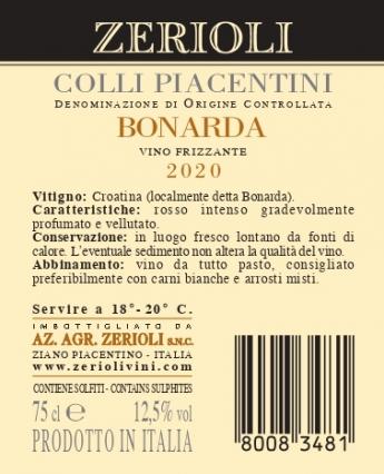 C.P. Bonarda Frizzante Doc 2022 - Zerioli