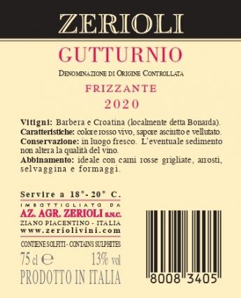 Gutturnio Frizzante DOC 2022 - Zerioli