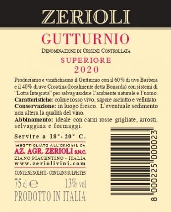 Gutturnio Superiore DOC 2023 - Zerioli