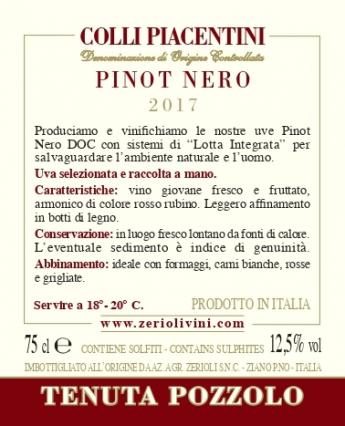 Pinot Nero 2017 D.O.C. Still Wine -Tenuta Pozzolo